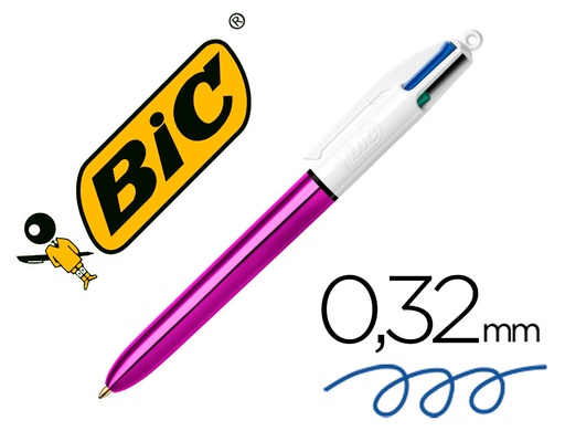 [156956] Boligrafo bic cuatro colores shine morado punta de 1 mm