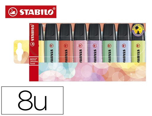 [156908] Rotulador stabilo boss fluorescente 70 pastel estuche de 8 unidades colores surtidos