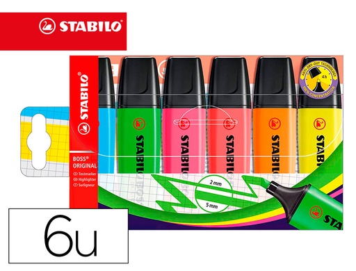 [156904] Rotulador stabilo boss fluorescente 70 estuche de 6 unidades colores surtidos