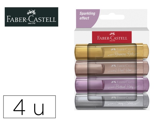 [156614] Rotulador faber fluorescente texliner 46 color metalico estuche 4 unidades colores surtidos