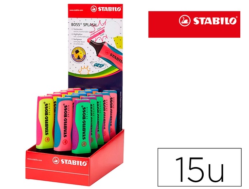 [156361] Rotulador stabilo boss splash 75 expositor sobremesa de 15 unidades colores surtidos