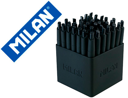 [155370] Boligrafo milan p1 retractil 1 mm touch mini negro expositor de 40 unidades