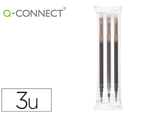 [155269] Recambio boligrafo q-connect retractil kf11057 borrable negro caja de 3 unidades