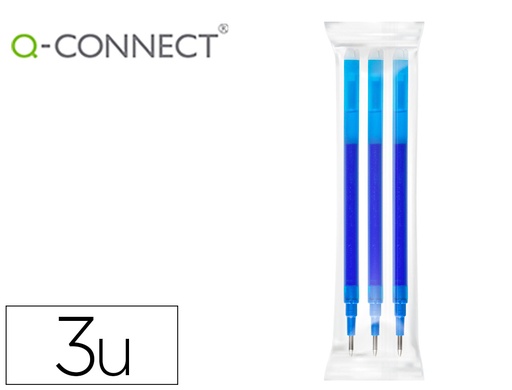 [155268] Recambio boligrafo q-connect retractil kf11058 borrable azul caja de 3 unidades
