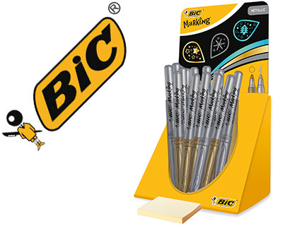 [154749] Rotulador bic marking metalico permanenete oro/plata expositor de 24 unidades surtidas 168x125x149 mm