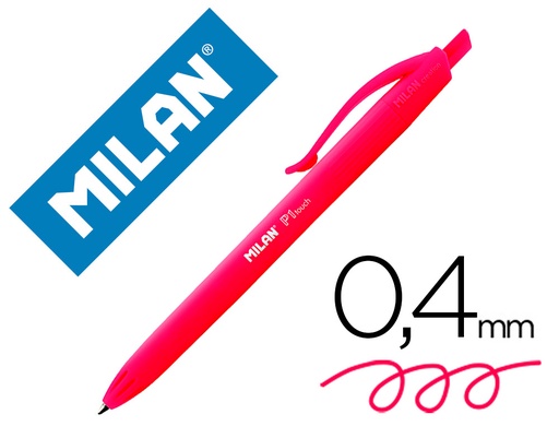 [154004] Boligrafo milan p1 retractil 1 mm touch rojo