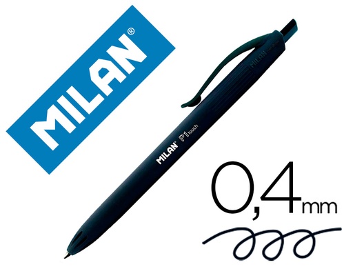 [154003] Boligrafo milan p1 retractil 1 mm touch negro