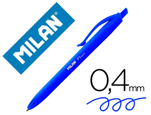 [154002] Boligrafo milan p1 retractil 1 mm touch azul