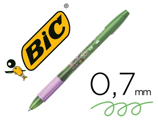[153780] Boligrafo bic gelocity illusion borrable verde punta de 0,7 mm