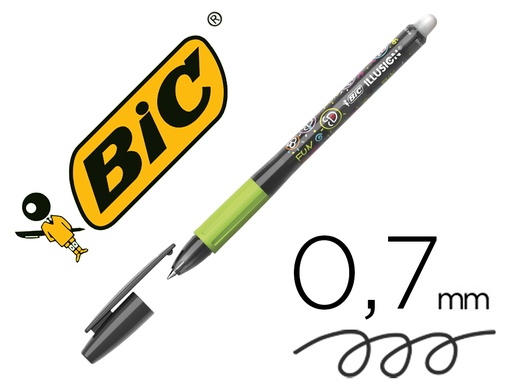 [153778] Boligrafo bic gelocity illusion borrable negro punta de 0,7 mm