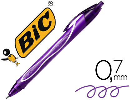 [153774] Boligrafo bic gelocity quick dry retractil tinta gel purpura punta de 0,7 mm