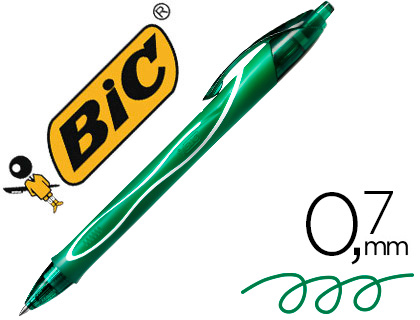 [153773] Boligrafo bic gelocity quick dry retractil tinta gel verde punta de 0,7 mm