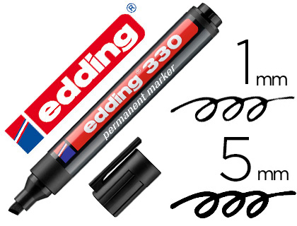 [153700] Rotulador edding marcador permanente 330 negro punta biselada 1-5 mm recargable