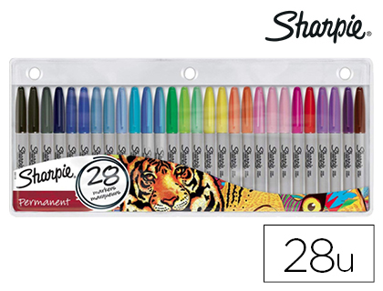 [153678] Rotulador sharpie permanente punta fina blister de 28 unidades colores surtidos