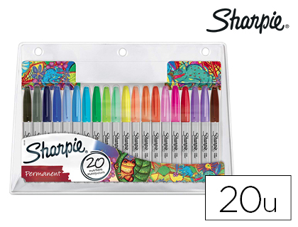 [153677] Rotulador sharpie permanente punta fina blister de 20 unidades colores surtidos