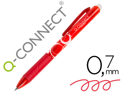 [153566] Boligrafo q-connect retractil borrable 0,7 mm color rojo