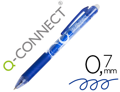 [153565] Boligrafo q-connect retractil borrable 0,7 mm color azul