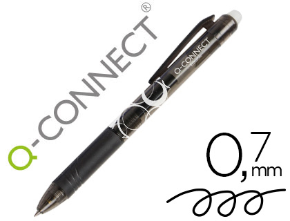 [153564] Boligrafo q-connect retractil borrable 0,7 mm color negro