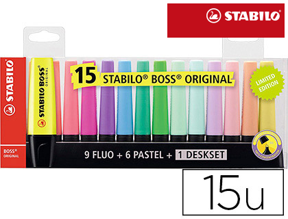 [152084] Rotulador stabilo boss fluorescente 70 blister de 15 unidades colores surtidos