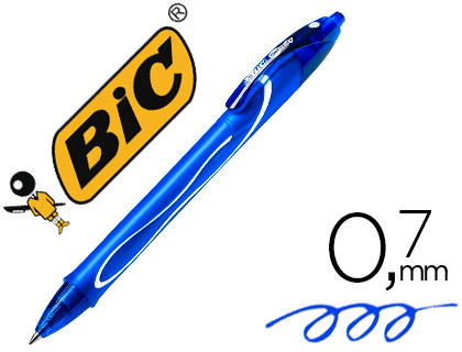 [150151] Boligrafo bic gelocity quick dry retractil tinta gel azul punta de 0,7 mm