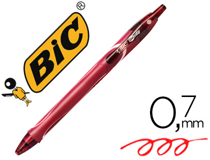 [150150] Boligrafo bic gelocity quick dry retractil tinta gel rojo punta de 0,7 mm