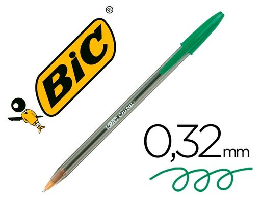 [92382] Boligrafo bic cristal original tinta verde unidad