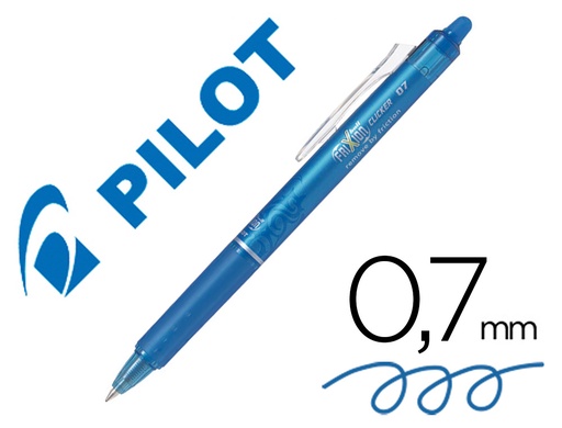 [79622] Boligrafo pilot frixion clicker borrable 0,7 mm color azul claro