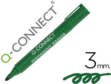 [78928] Rotulador q-connect marcador permanente verde punta redonda 3 mm