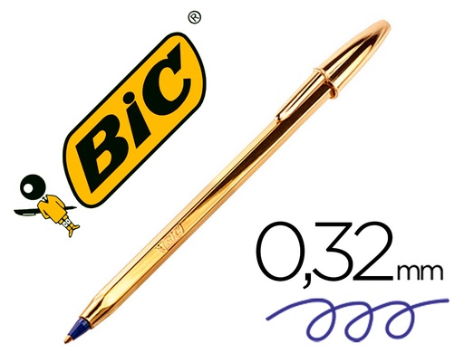 [77722] Boligrafo bic cristal celebration oro tinta azul unidad