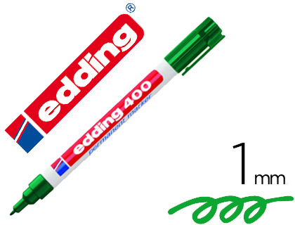 [77570] Rotulador edding marcador permanente 400 verde punta redonda 1 mm recargable