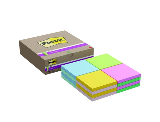[170801] Bloc de notas adhesivas quita y pon post-it super sticky z-notes 76x76 mm con 90 hojas colores surtidos pack de 16