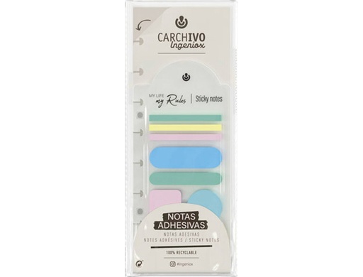 [170617] Bloc de notas adhesivas carchivo ingeniox irregular colores pastel