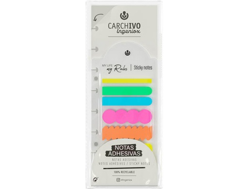 [170616] Bloc de notas adhesivas carchivo ingeniox irregular colores neon