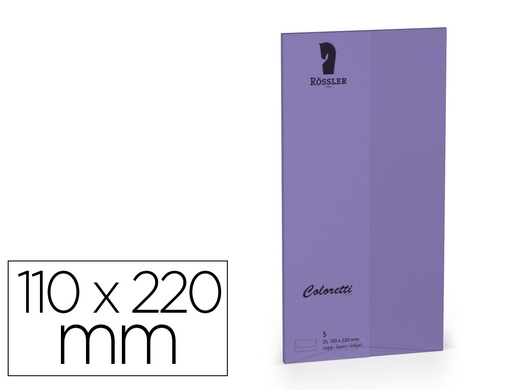 [167191] Sobre rossler coloretti dl americano color lila 110x220 mm pack de 5 unidades