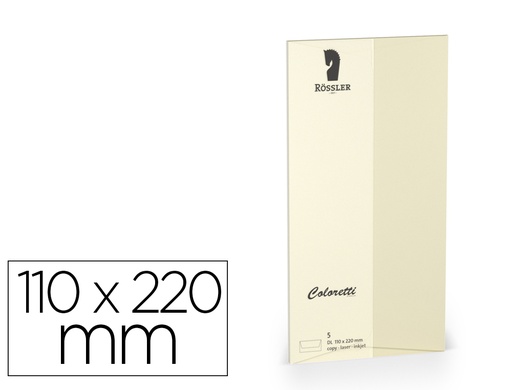 [167189] Sobre rossler coloretti dl americano color crema 110x220 mm pack de 5 unidades
