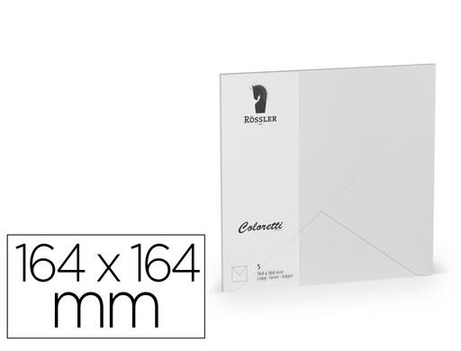 [167187] Sobre rossler coloretti cuadrado grande color gris claro 164x164 mm pack de 5 unidades