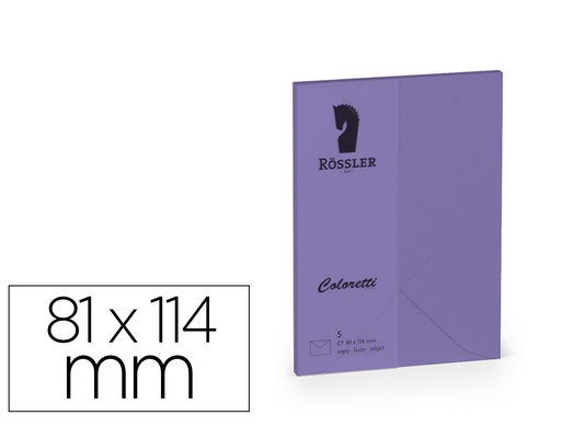 [167183] Sobre rossler coloretti c7 color lila 81x114 mm pack de 5 unidades