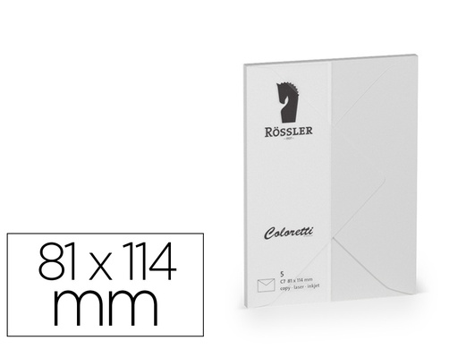 [167182] Sobre rossler coloretti c7 color gris claro 81x114 mm pack de 5 unidades