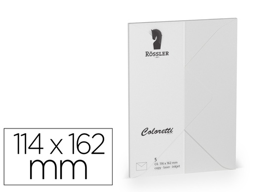[167176] Sobre rossler coloretti c6 ministro color gris claro 114x162 mm pack de 5 unidades