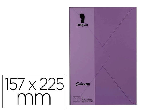 [167171] Sobre rossler coloretti c5 color lila 157x225 mm pack de 5 unidades