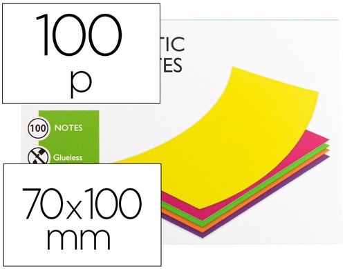 [155148] Bloc de notas electrostaticas quita y pon q-connect 70x100 mm 100 hojas 5 colores fluorescentes