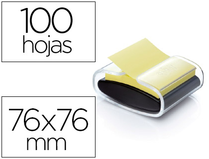 [75600] Soporte bloc de notas adhesivas quita y pon post-it super sticky z notes color negro con 1 bloc 76x76 mm