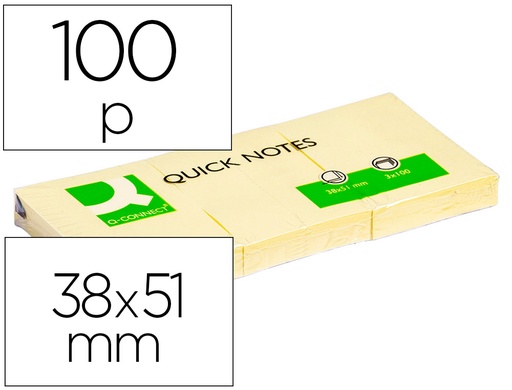 [25939] Bloc de notas adhesivas quita y pon q-connect 38x51 mm con 100 hojas
