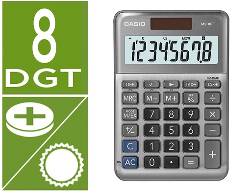 [169251] Calculadora casio ms-80f sobremesa 8 digitos tax +/- color plata