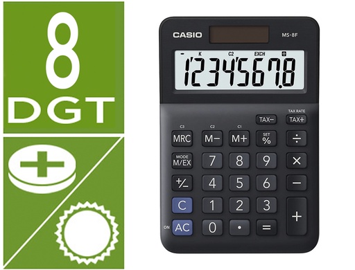 [169250] Calculadora casio ms-8f sobremesa 8 digitos tax +/- color negro