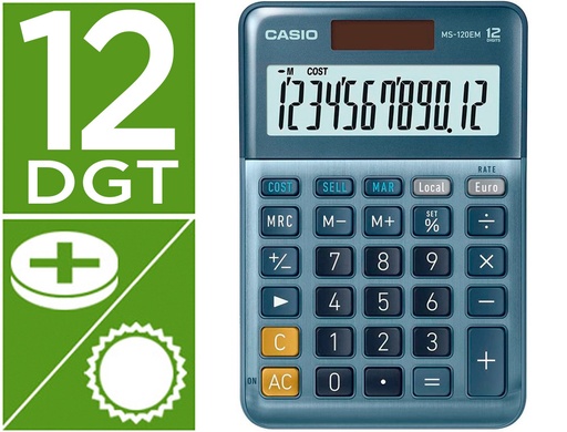 [161931] Calculadora casio ms-120em sobremesa 12 digitos tx +/- color azul
