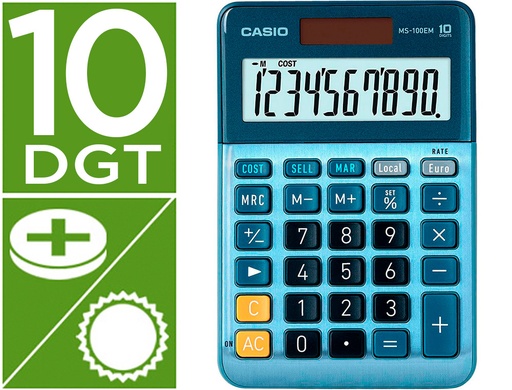 [161930] Calculadora casio ms-100em sobremesa 10 digitos tx +/- tecla color azul