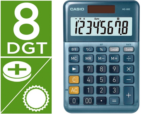 [161929] Calculadora casio ms-80e sobremesa 8 digitos tx +/- tecla doble cero color azul