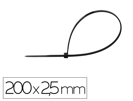 [170694] Brida q-connect color negro 200x2,5 mm bolsa de 100 unidades
