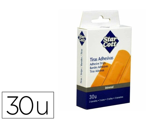 [168412] Tira protectora star cott flexible para heridas y cortes caja de 30 unidades tres tamaños surtidos